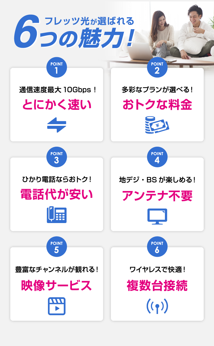 フレッツ光が選ばれる6つの魅力！